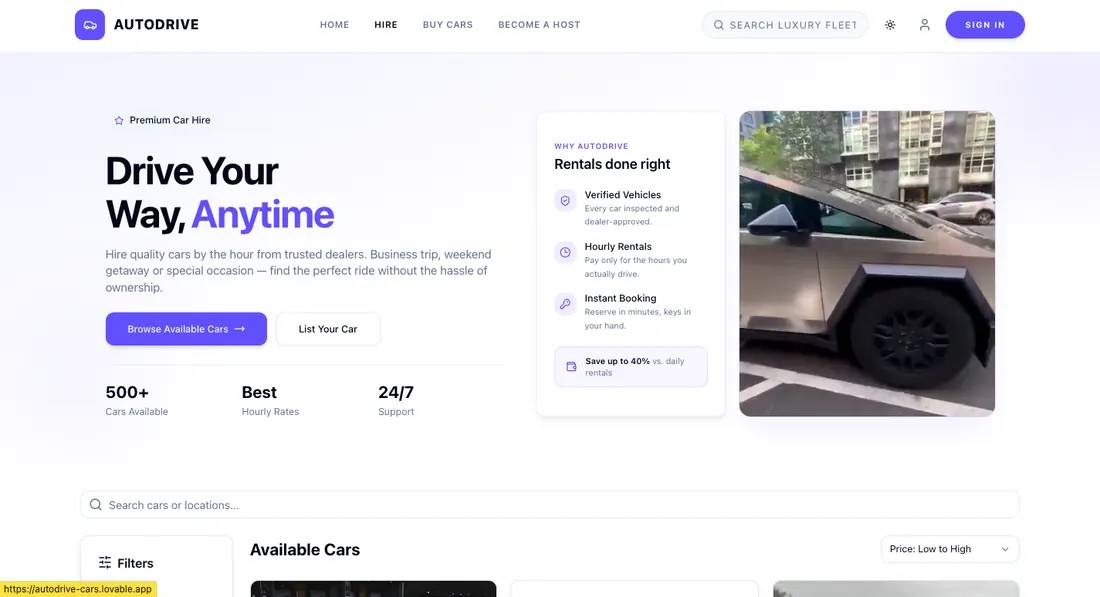 AutoDrive — Car Rental Marketplace • Lovable
